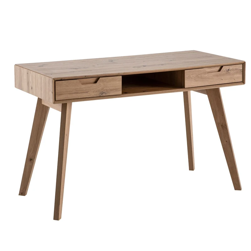 Schreibtisch 120x55x77cm Eiche Dekor Skandinavisch mit Stauraum Schubladen