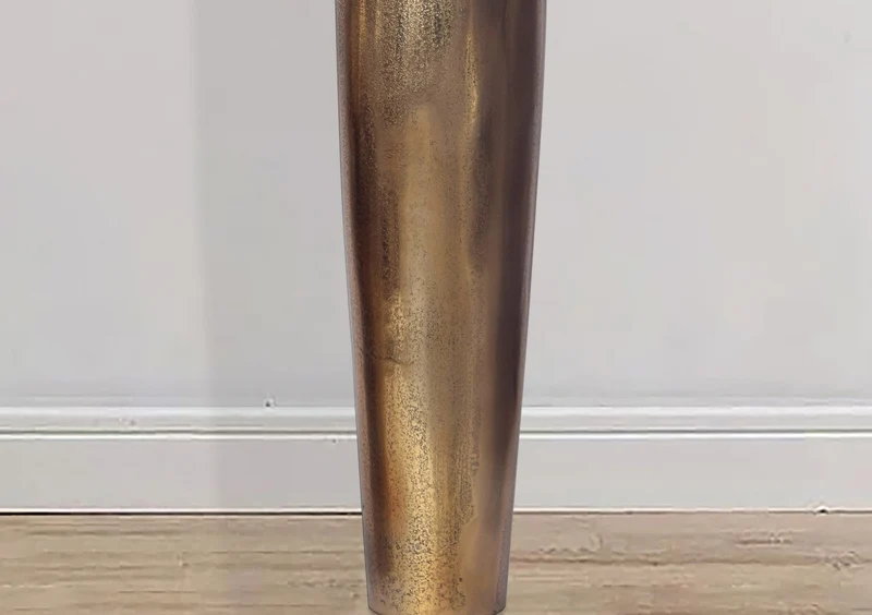 Vase BOTTLE L 100cm Aluminium Gold Blumenvase Modern Groß Handgefertigt