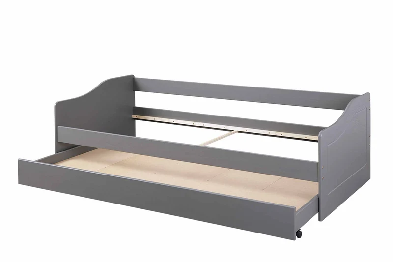 Sofabett Kinderbett MALTE grau mit Schublade 90 x 200 Kiefer massiv