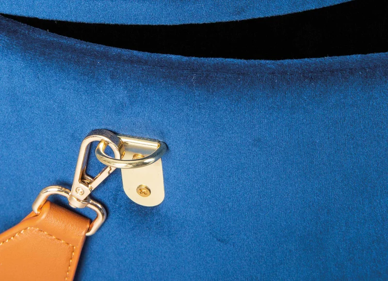 Polsterhocker PAPUA Samtbezug Blau Hocker mit Stauraum