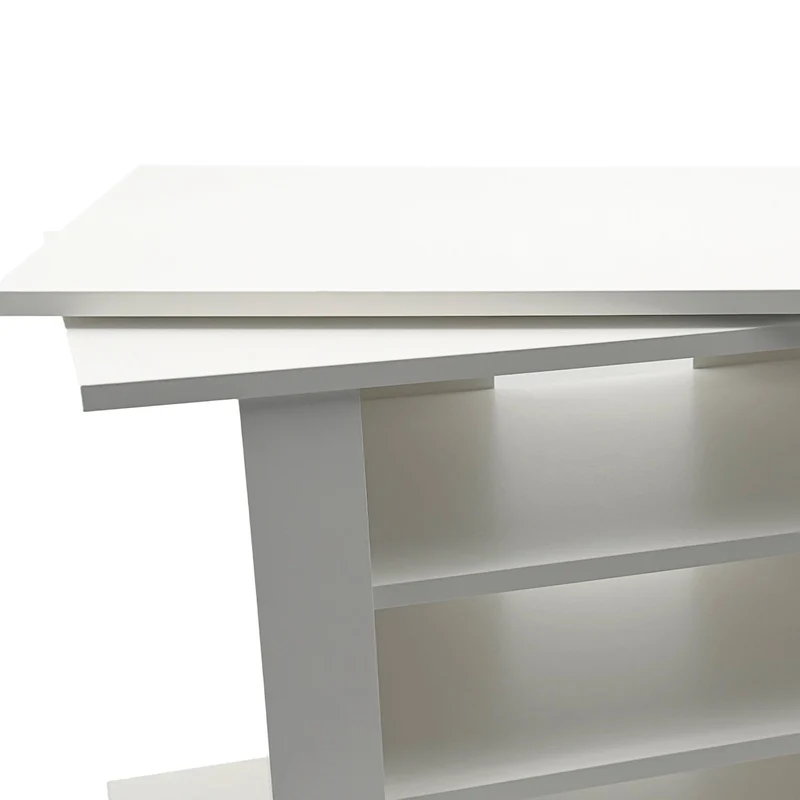 TV Lowboard Weiß 78 cm mit drehbarer Platte und Rollen von Wohnling