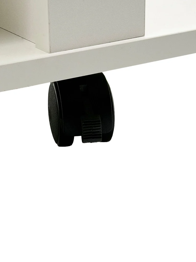 TV Lowboard Weiß 78 cm mit drehbarer Platte und Rollen von Wohnling