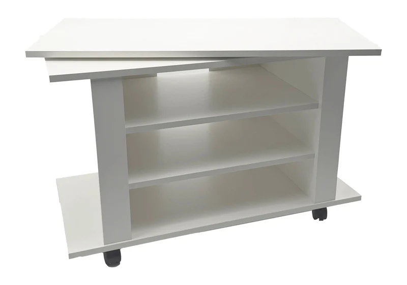 TV Lowboard Weiß 78 cm mit drehbarer Platte und Rollen von Wohnling