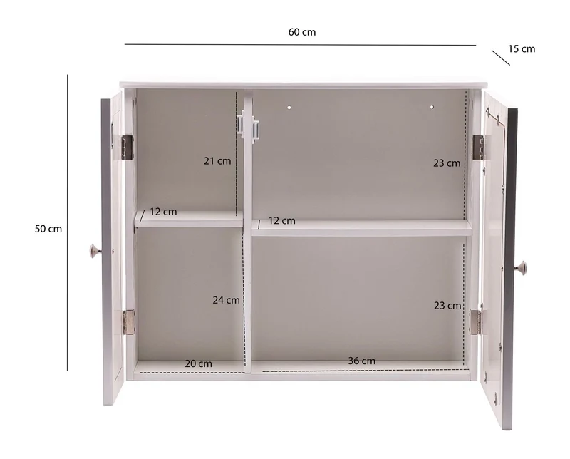 Wohnling Badschrank Spiegelschrank Weiß 60 cm mit Wiener Geflecht