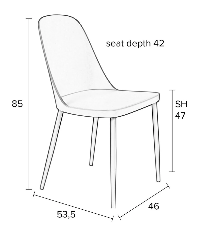 Esszimmerstuhl Pip im 2er-Set, All White mit Metallgestell