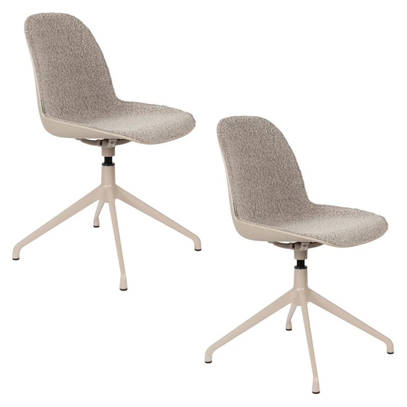 Esszimmerstuhl Albert Kuip 2er-Set, Taupe mit Aluminium-Gestell