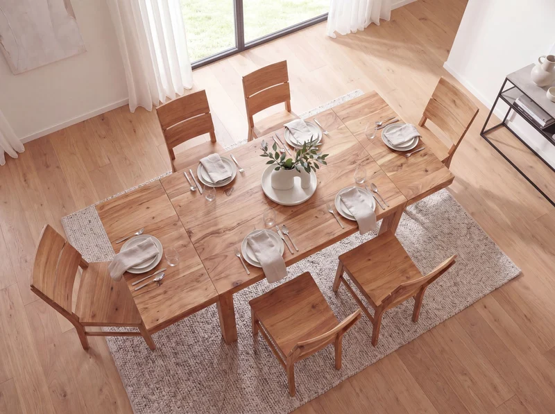 Esszimmertisch Akazie Massivholz ausziehbar 120-200 cm für 10 Personen