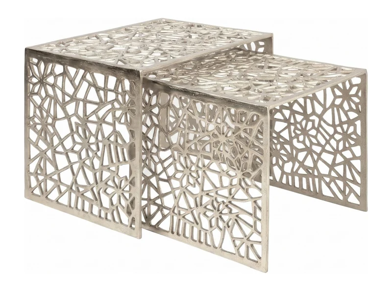 Satztische 2er-Set Aluminium Silber – Wohnling Couchtische modern