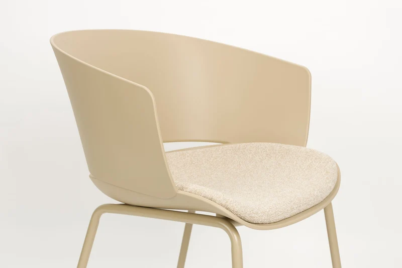 Esszimmerstuhl Jessica im 4er-Set, Beige mit Metallgestell für Küche