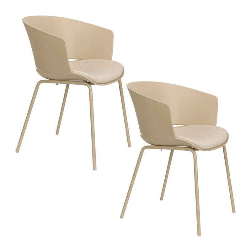 Esszimmerstuhl Jessica im 4er-Set, Beige mit Metallgestell für Küche