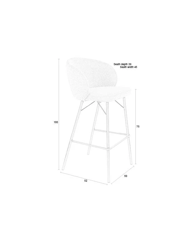Barhocker Joa im 2er-Set, Braun mit Metallgestell für Küche und Bar