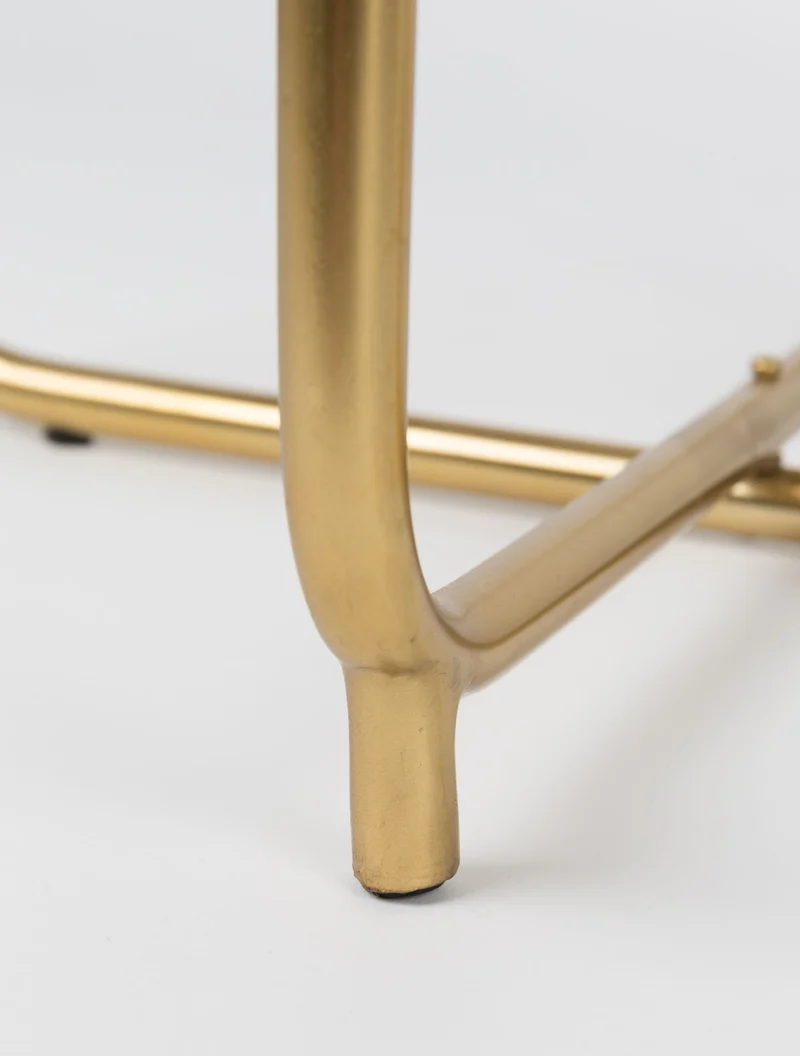 Beistelltisch Timpa aus Marmor Weiß mit goldenem Metallgestell, rund