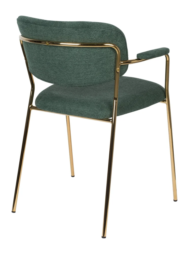 Sessel Jolien im 2er-Set, Dunkelgrün mit goldfarbenem Metallgestell