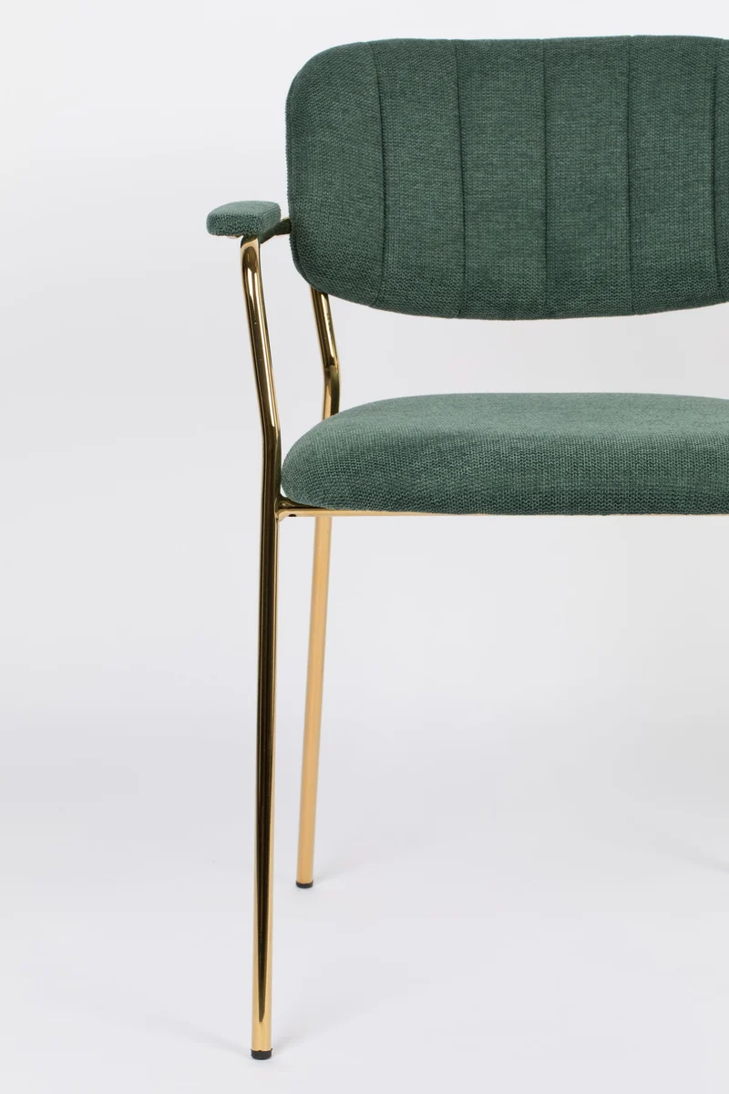 Sessel Jolien im 2er-Set, Dunkelgrün mit goldfarbenem Metallgestell