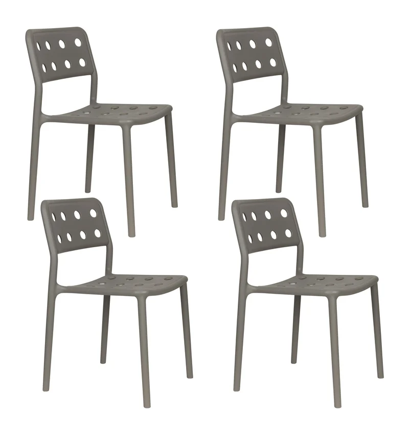 Gartenstuhl Serra im 4er-Set, Grau aus wetterfestem Kunststoff