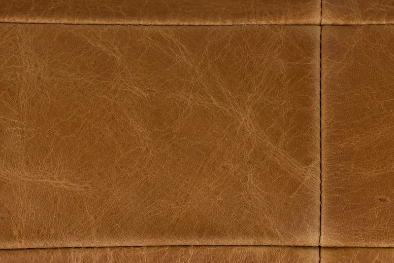 Loungesessel Wyatt Cognac aus Leder mit Gummibaumholz-Beinen