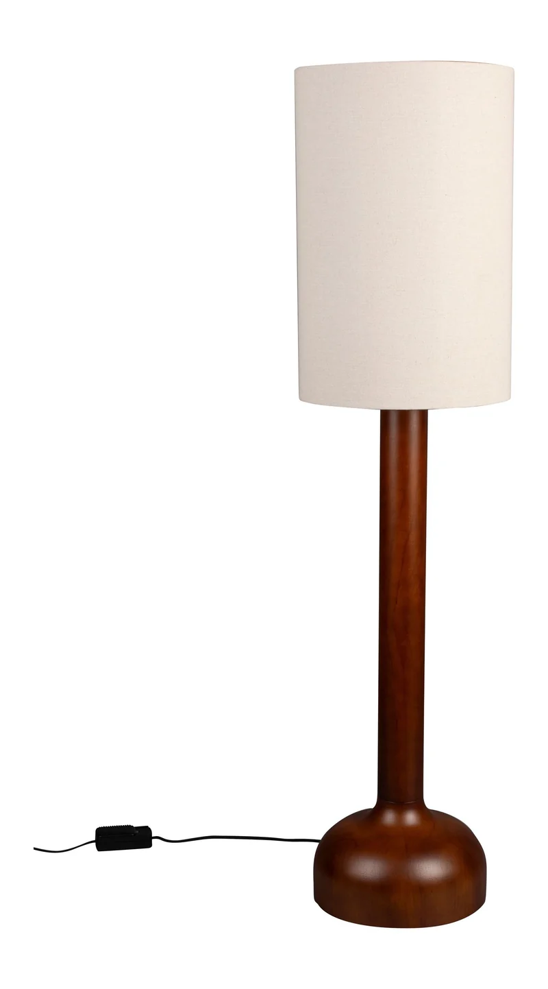 Stehlampe Jones von Dutchbone mit Gestell aus Gummibaumholz in Beige