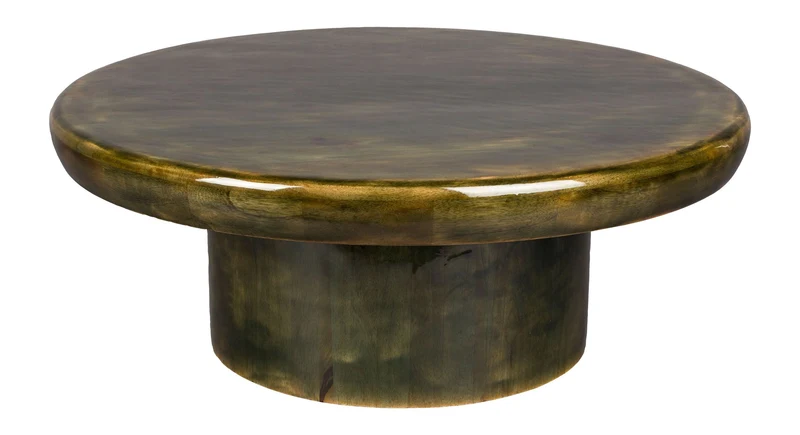 Couchtisch Mush 60 aus Mangoholz in Grün, Retro-Design von Dutchbone