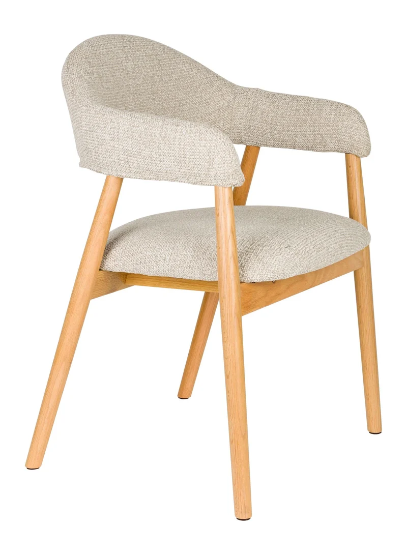 Sessel Indy im 2er-Set, Beige mit Eichenholz-Gestell für Esszimmer