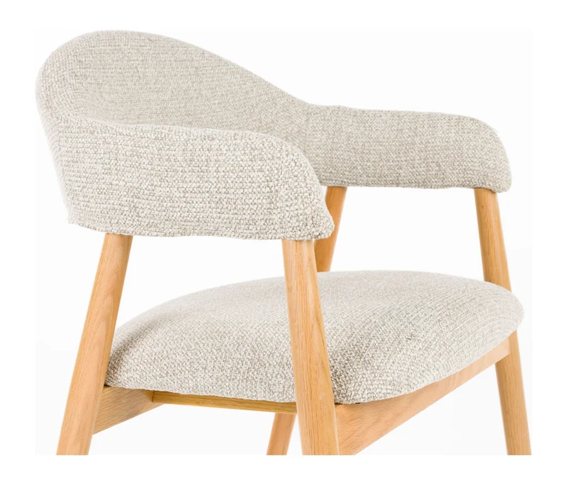 Sessel Indy im 2er-Set, Beige mit Eichenholz-Gestell für Esszimmer
