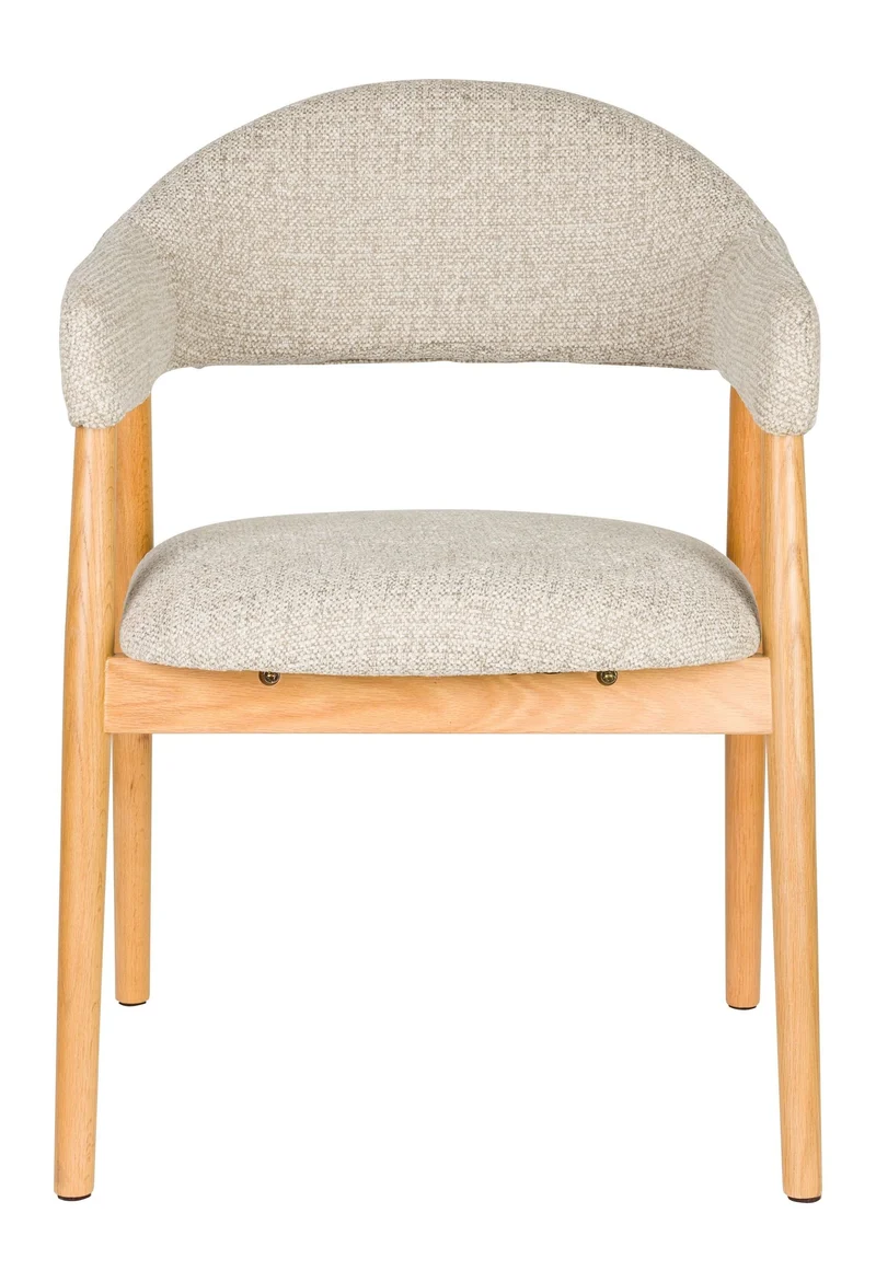 Sessel Indy im 2er-Set, Beige mit Eichenholz-Gestell für Esszimmer