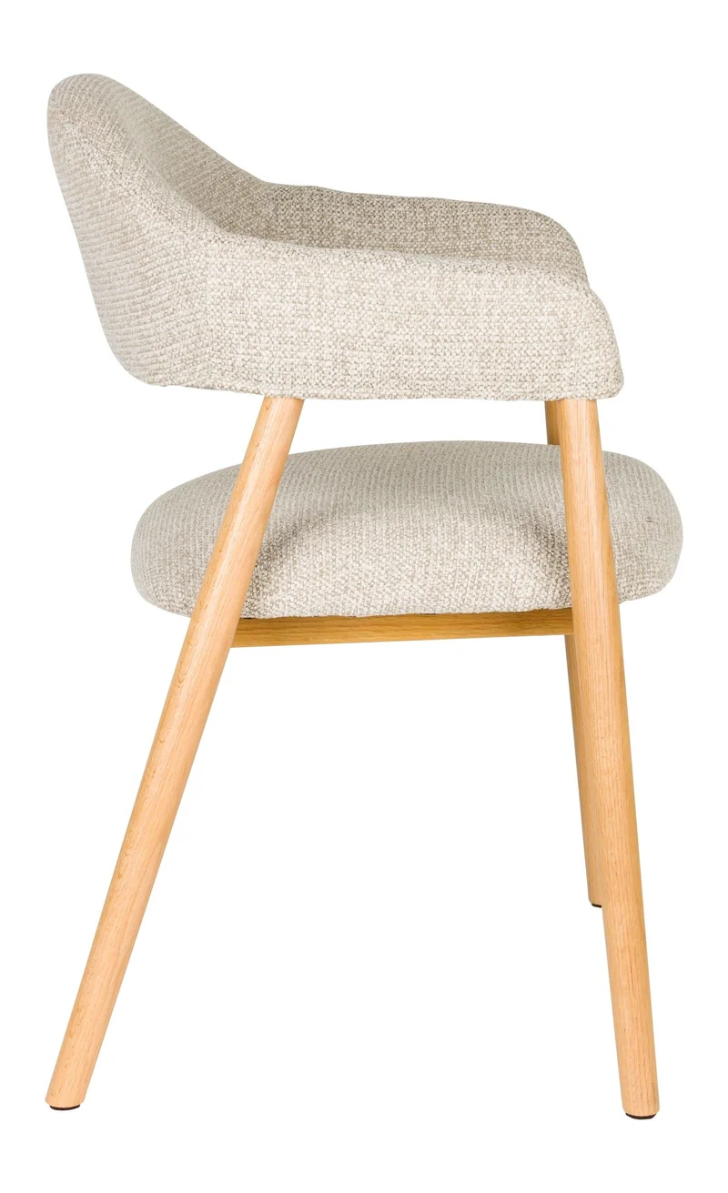 Sessel Indy im 2er-Set, Beige mit Eichenholz-Gestell für Esszimmer