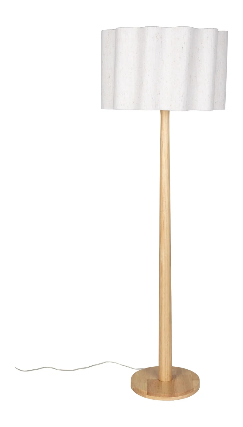 Stehlampe Scallop mit Jute-Lampenschirm, Gummibaumholz von Dutchbone