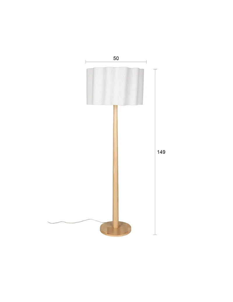 Stehlampe Scallop mit Jute-Lampenschirm, Gummibaumholz von Dutchbone