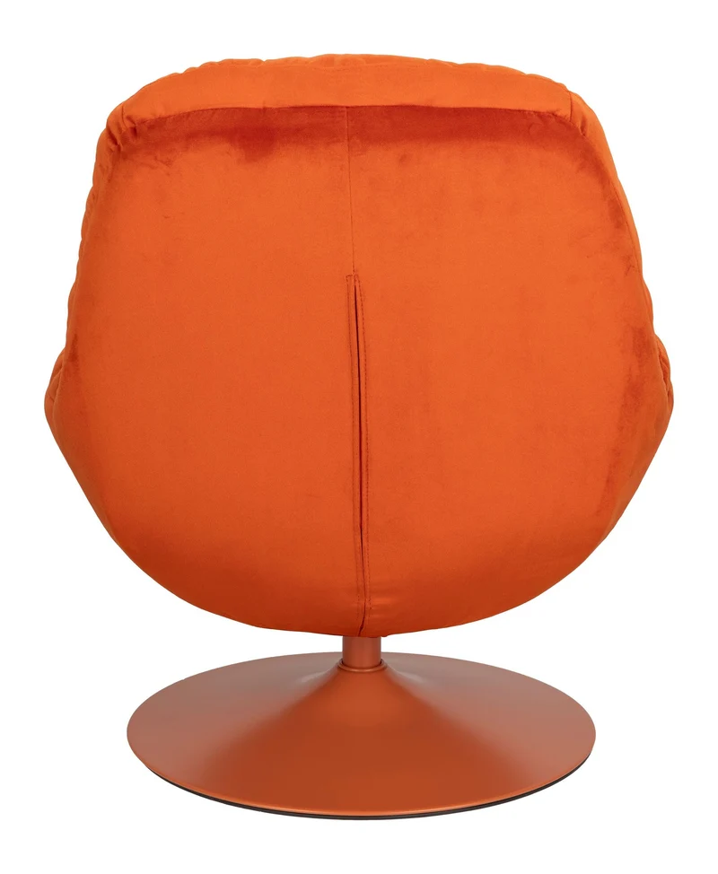 Loungesessel Beefy Orange, drehbar mit Samtstoff-Bezug und Metallfuß