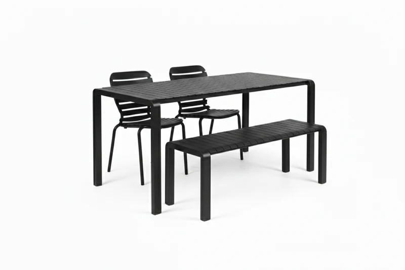 Gartenmöbel-Set Vondel mit Tisch, 2 Stühlen & Bank, Schwarz von Zuiver