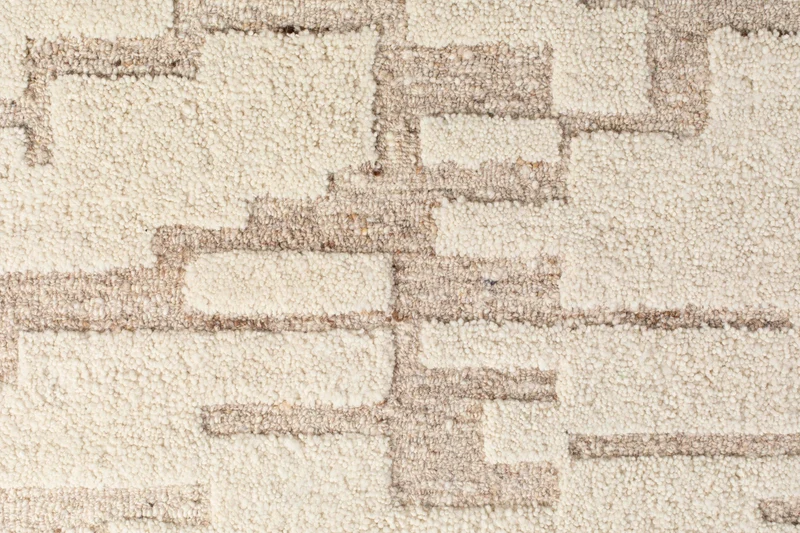 Teppich Hills 160x230 cm aus Wolle, Beige, Handgewebt für Wohnzimmer
