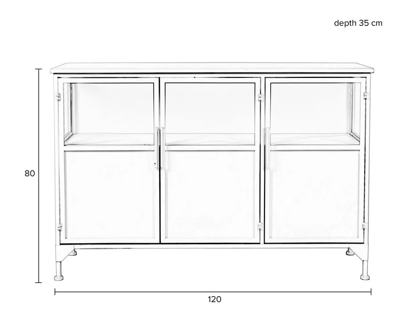 Schrank Miya Low 3do aus Metall in Weiß im Industrial-Design