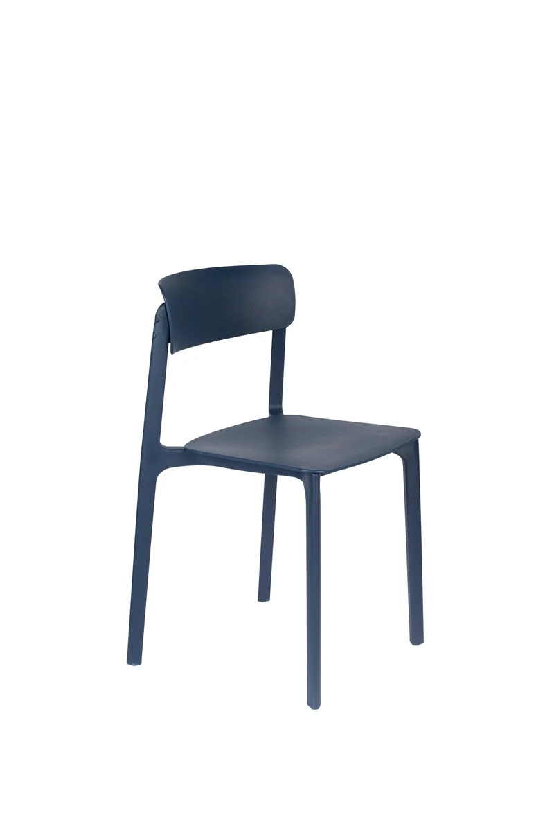 Esszimmerstuhl Clive im 4er-Set, Dunkelblau aus Kunststoff, stapelbar