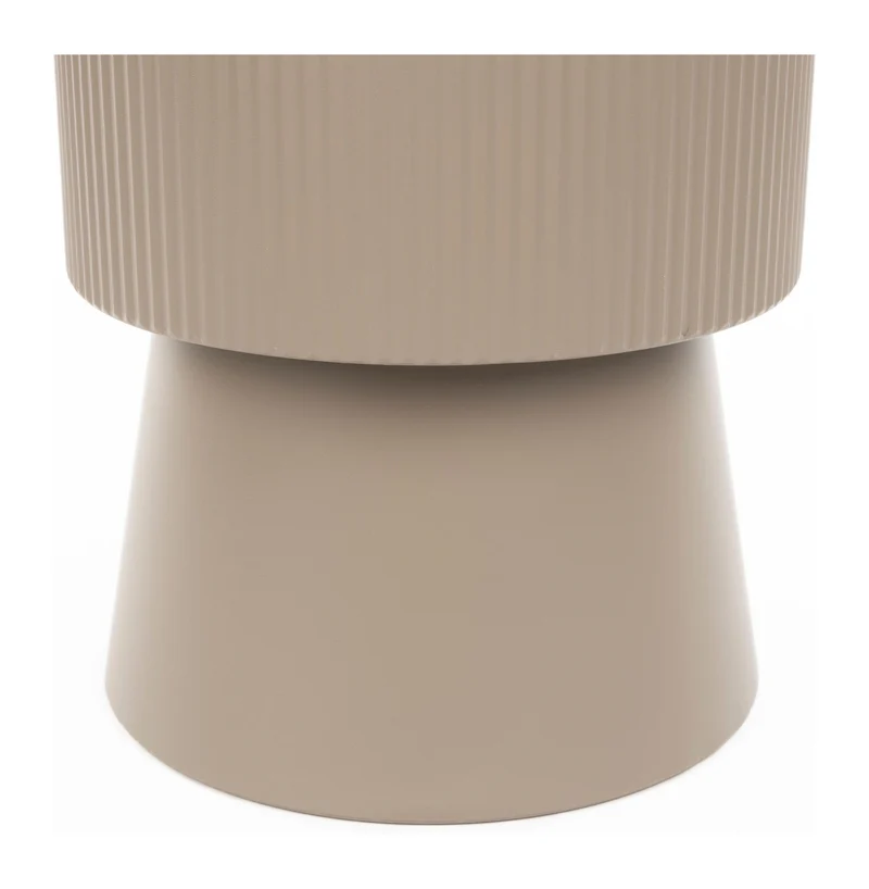 Beistelltisch Brian mit Rauchglas-Platte und Gestell aus Eisen, Beige