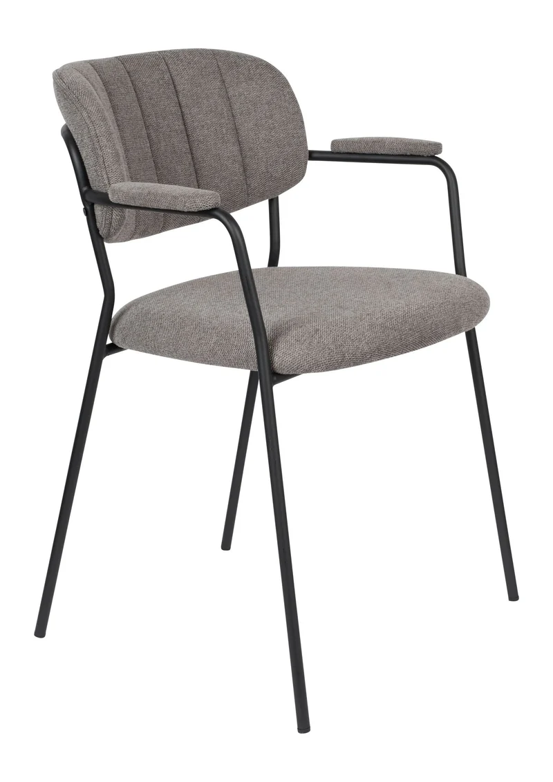 Sessel Jolien im 2er-Set, Grau mit Metallgestell und Stoffbezug