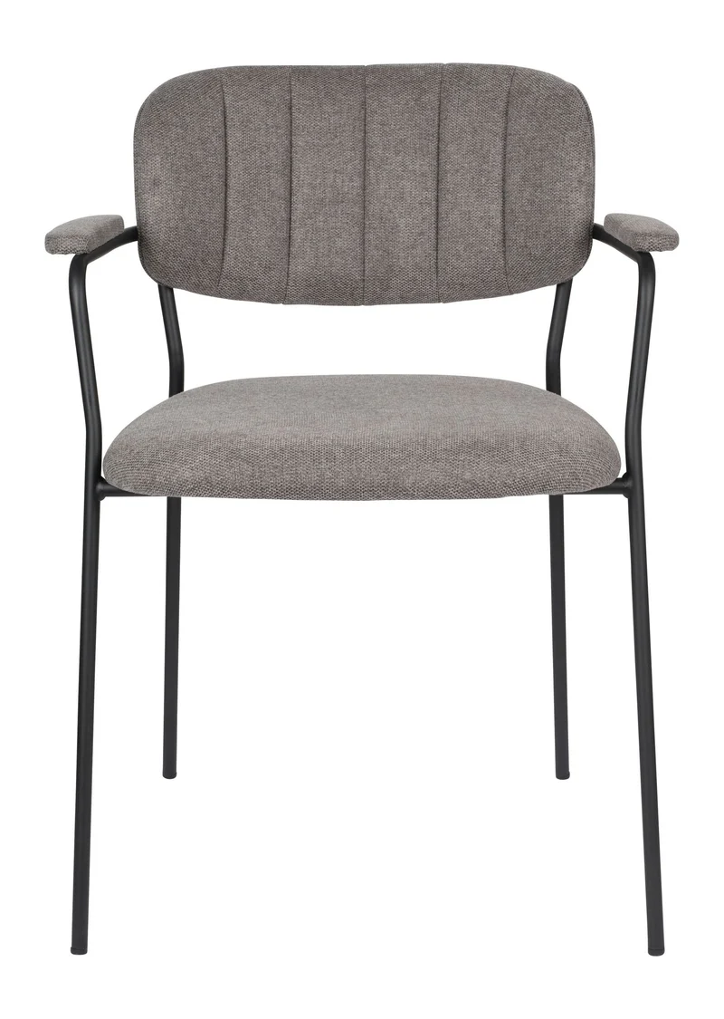 Sessel Jolien im 2er-Set, Grau mit Metallgestell und Stoffbezug