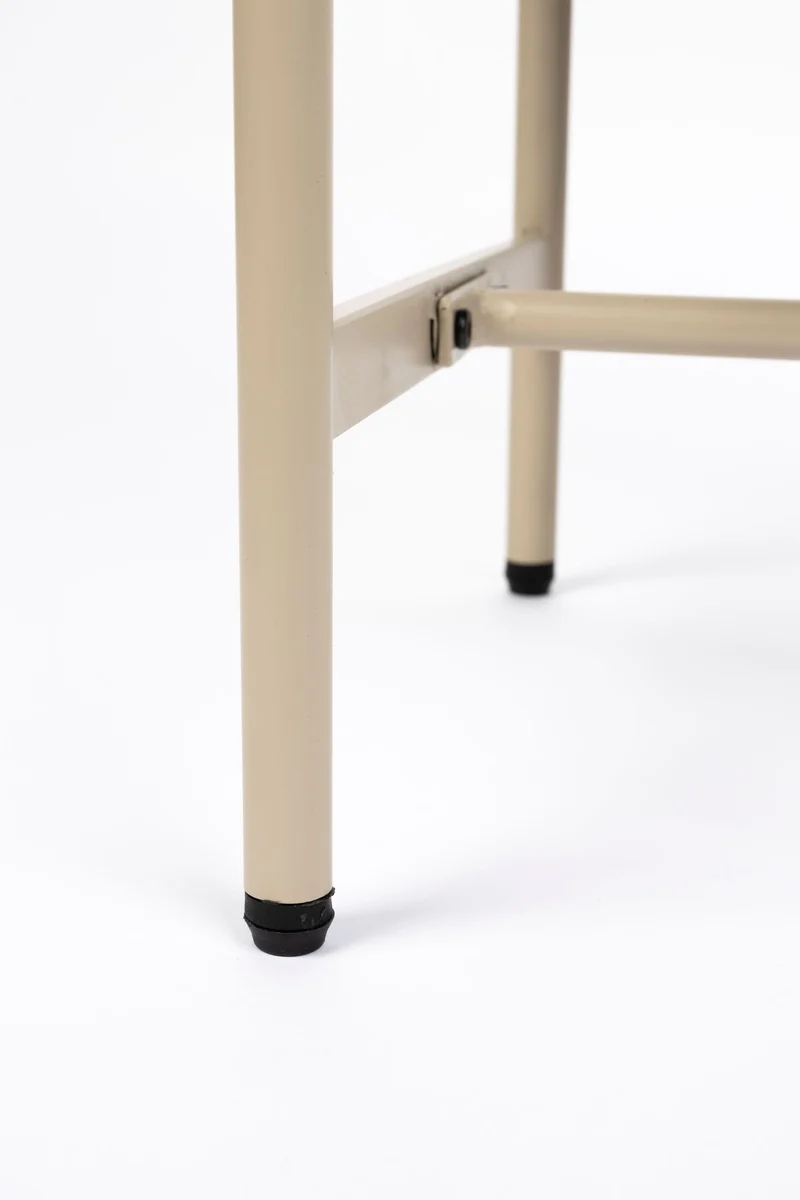 Beistelltisch Amaya im Japandi-Stil, oval mit Rattanschublade in Beige