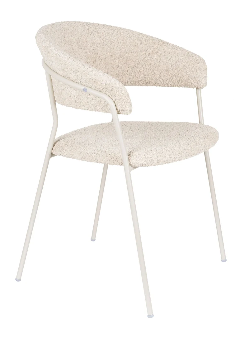 Sessel Zeri im 2er-Set, Off-White mit Metallgestell für Esszimmer