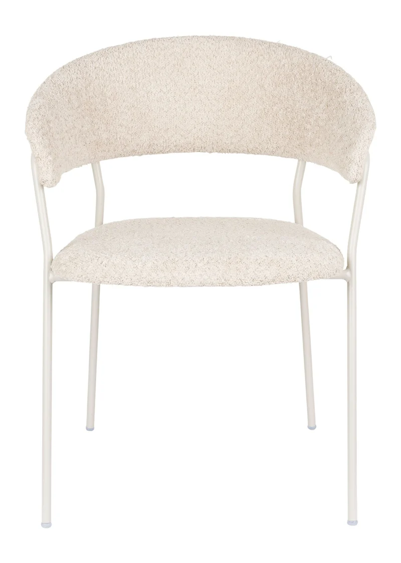 Sessel Zeri im 2er-Set, Off-White mit Metallgestell für Esszimmer
