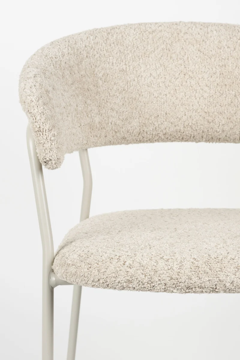 Sessel Zeri im 2er-Set, Off-White mit Metallgestell für Esszimmer