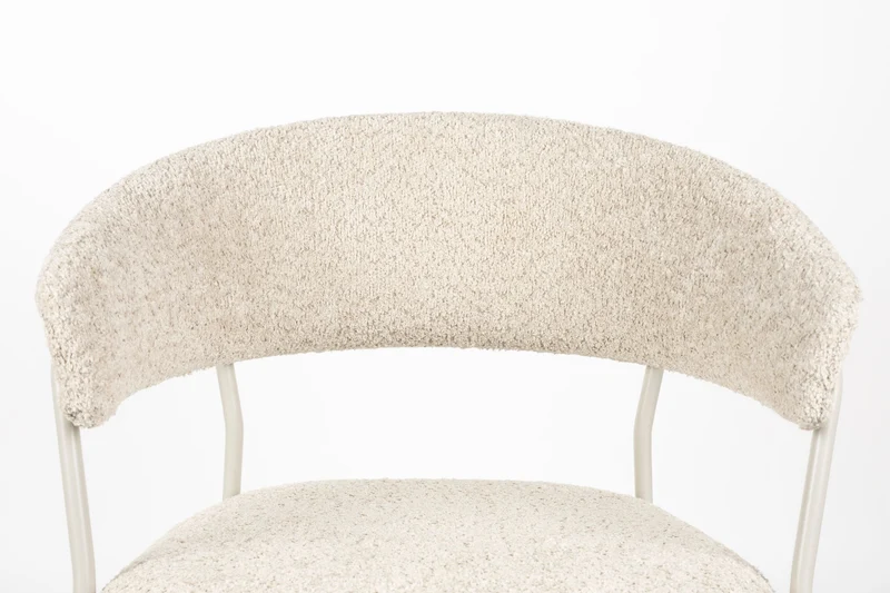 Sessel Zeri im 2er-Set, Off-White mit Metallgestell für Esszimmer