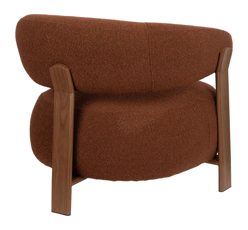 Loungesessel Robyn mit Metallgestell in Braun aus grob gewebtem Stoff