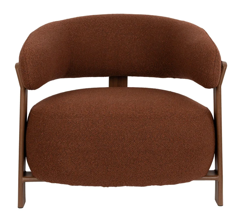 Loungesessel Robyn mit Metallgestell in Braun aus grob gewebtem Stoff