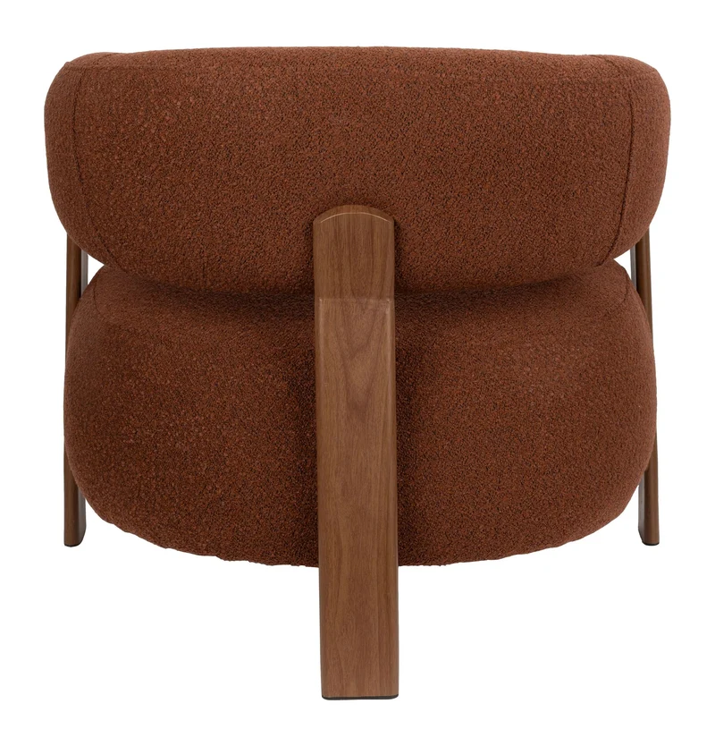 Loungesessel Robyn mit Metallgestell in Braun aus grob gewebtem Stoff