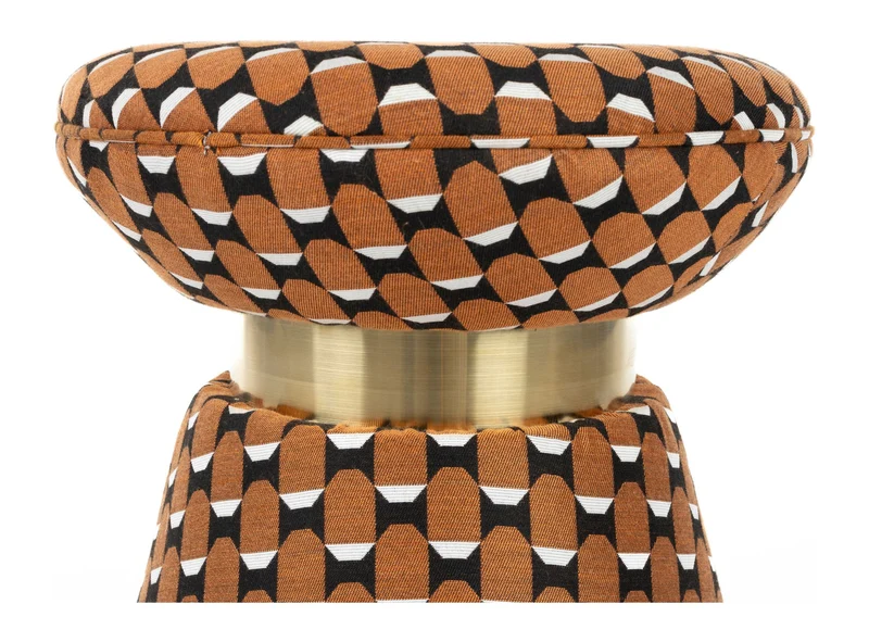 Hocker Pin mit braunem Muster und goldenem Rand, MDF-Gestell