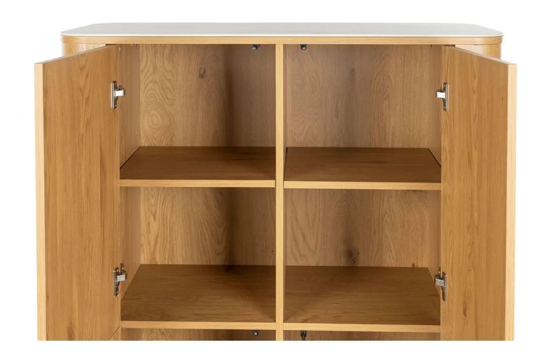 Schrank Almira Oak in Holzoptik mit Marmoroptik-Platte, 100 cm breit