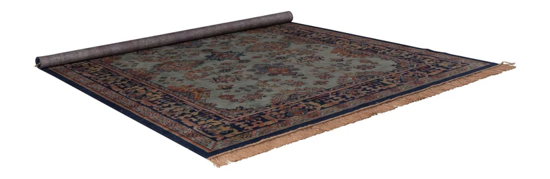 Teppich Raz 160x230 cm Grün mit Fransen, Viskose für Wohnzimmer
