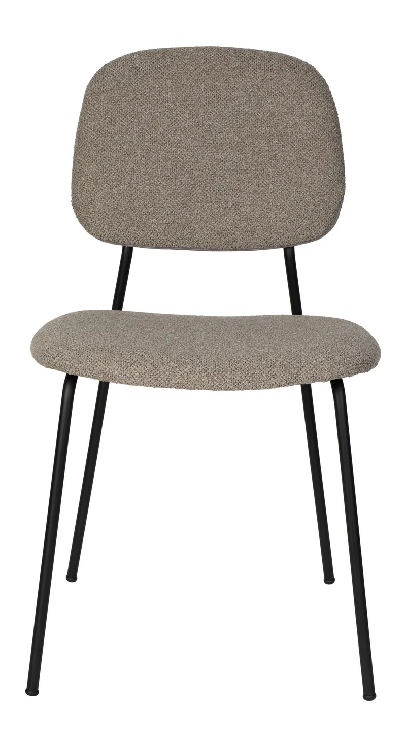 Esszimmerstuhl Roos im 2er-Set, Beige mit schwarzem Metallgestell