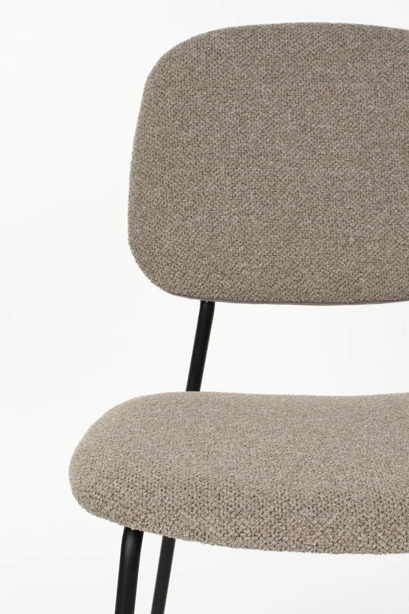 Esszimmerstuhl Roos im 2er-Set, Beige mit schwarzem Metallgestell