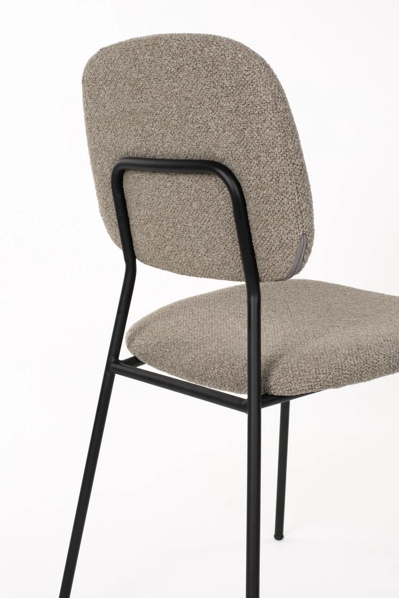Esszimmerstuhl Roos im 2er-Set, Beige mit schwarzem Metallgestell